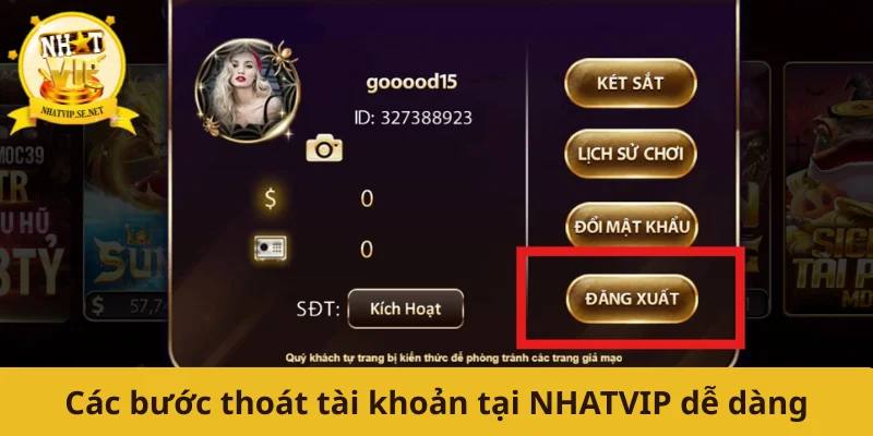 Các bước thoát tài khoản tại NHATVIP dễ dàng