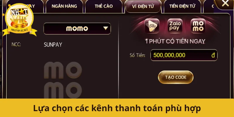 Lựa chọn các kênh thanh toán phù hợp