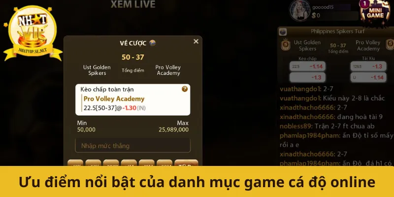 Ưu điểm nổi bật của danh mục game cá độ online