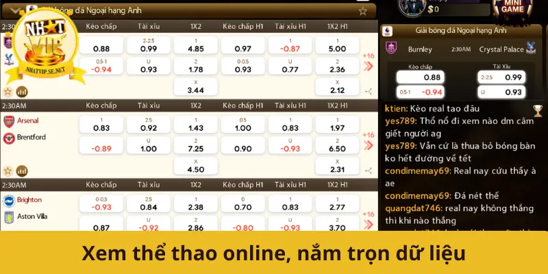 Xem thể thao online, nắm trọn dữ liệu